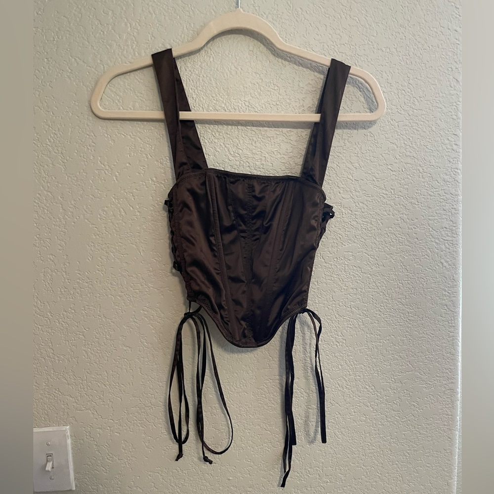 Urban outfitters corset crop top , dark brown